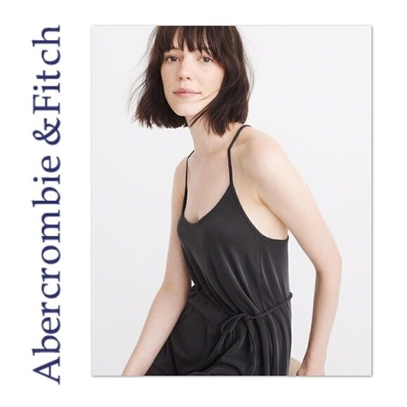 NWT Abercrombie & Fitch Tie Waist Halter Dress XS Tall - Picture 2 of 5